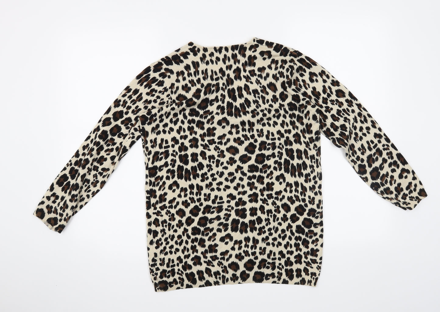 Zara Knit Womens Beige Animal Print  Pullover Jumper Size L