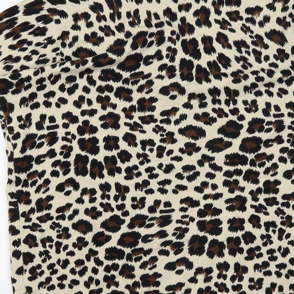 Zara Knit Womens Beige Animal Print  Pullover Jumper Size L