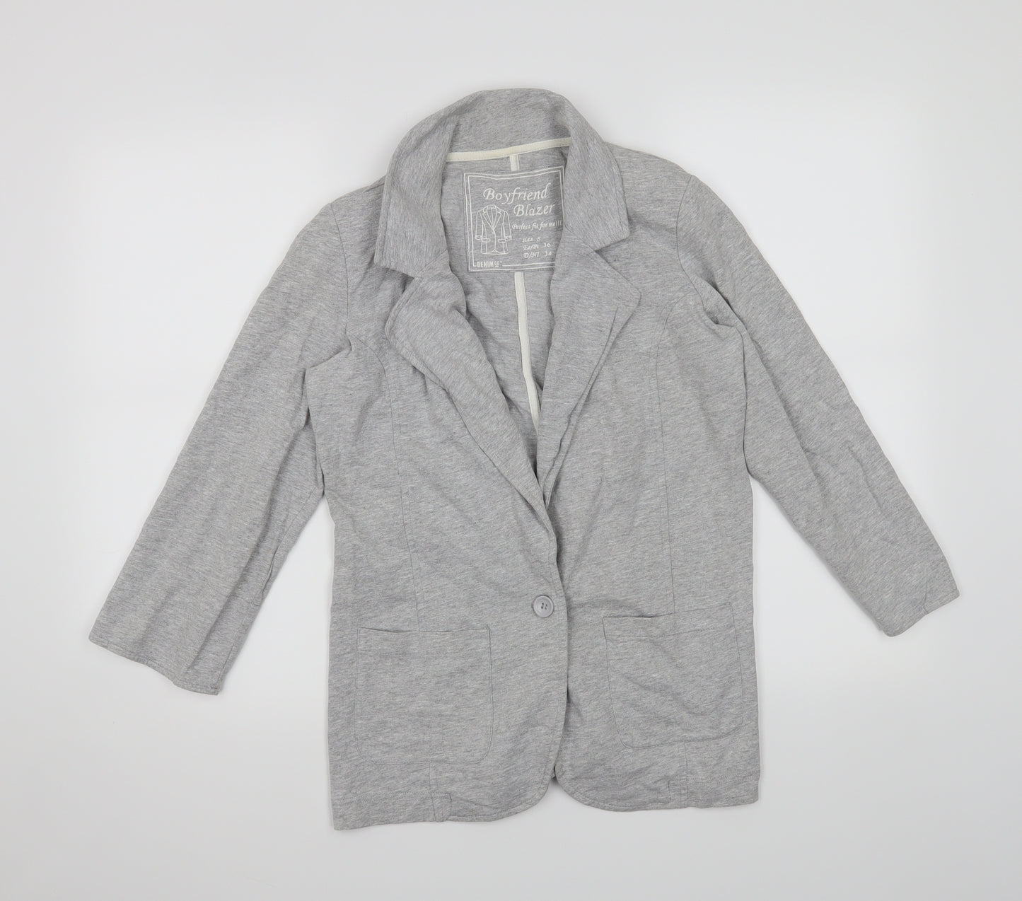 Denim & Co. Womens Grey   Jacket Blazer Size 8