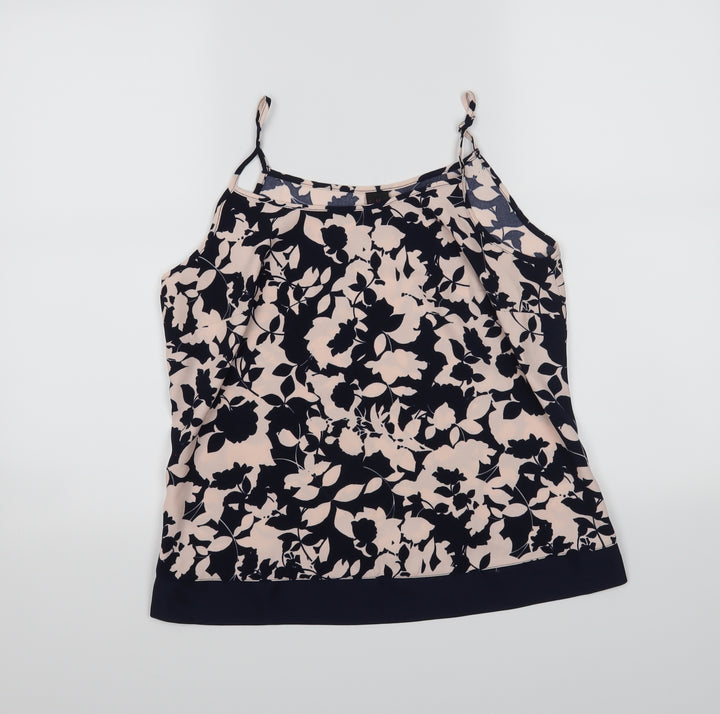 TU Womens Blue Floral  Basic Tank Size 12