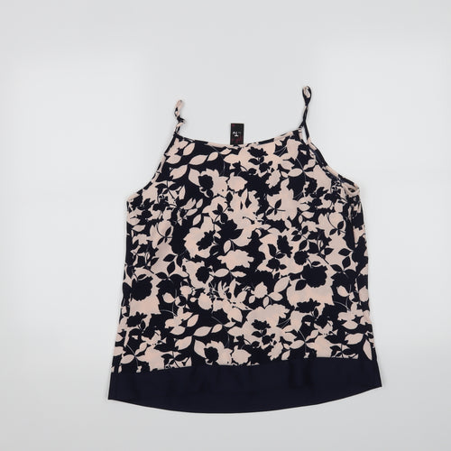 TU Womens Blue Floral  Basic Tank Size 12