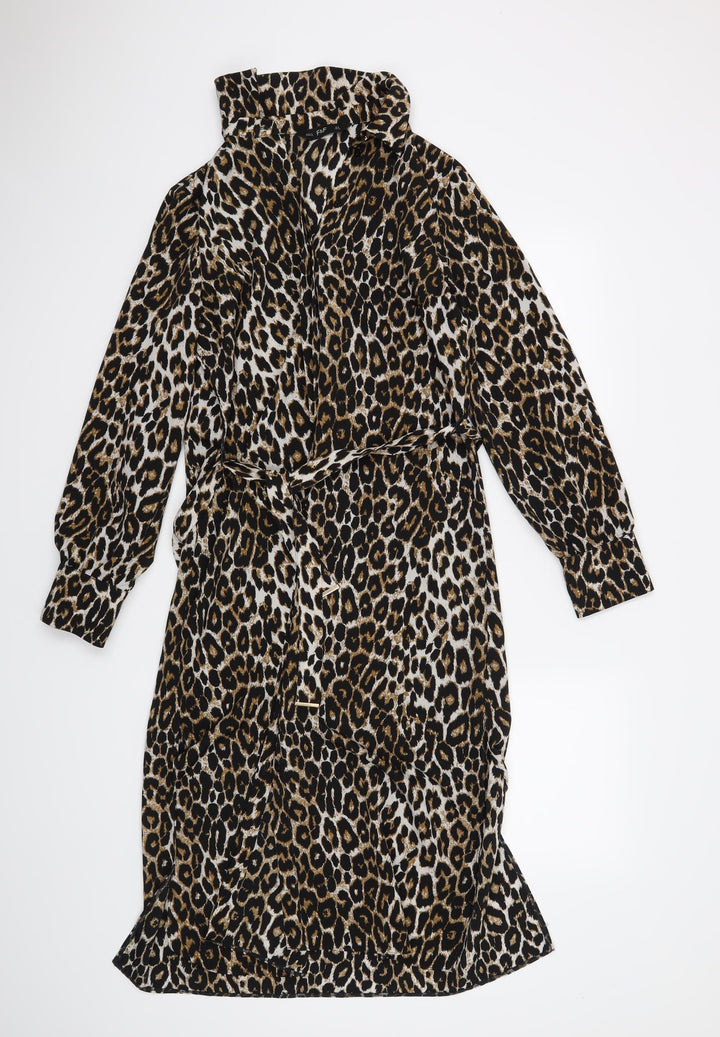 F&F Womens Beige Animal Print A-Line Size 8