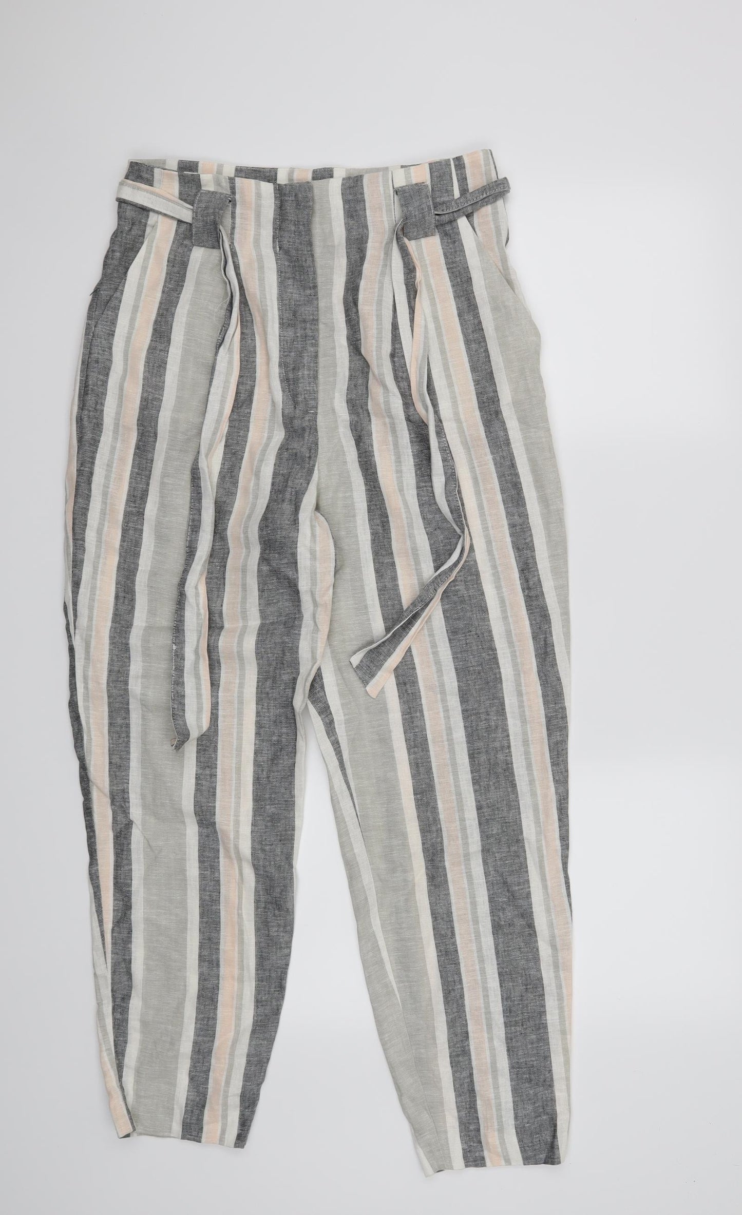 TU Womens Grey Striped  Trousers  Size 10 L26 in