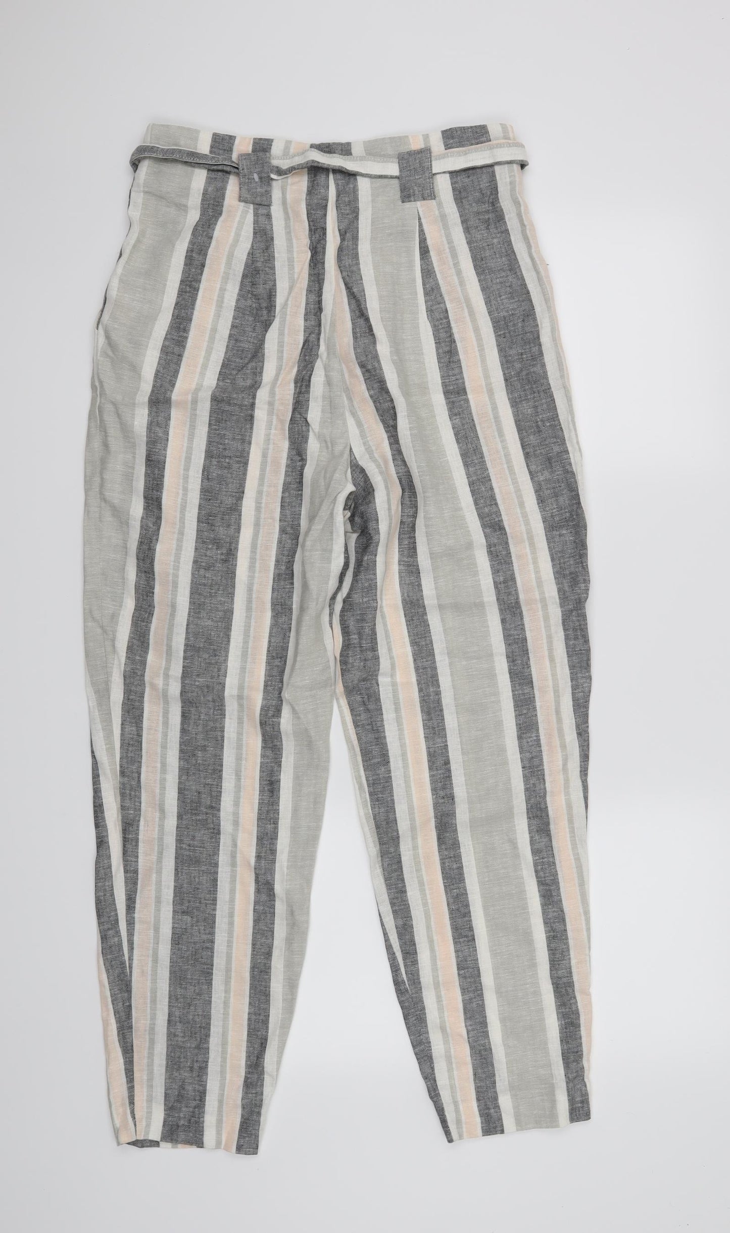 TU Womens Grey Striped  Trousers  Size 10 L26 in
