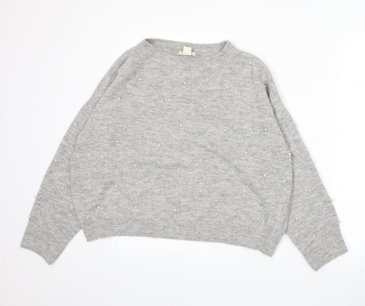 H&M Womens Grey  Knit Pullover Jumper Size M