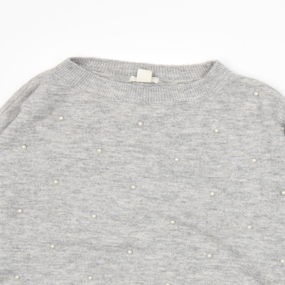H&M Womens Grey  Knit Pullover Jumper Size M