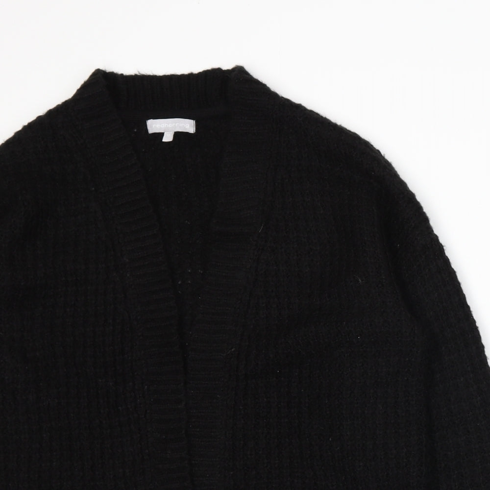 Red Herring Womens Black  Knit Cardigan Jumper Size 12