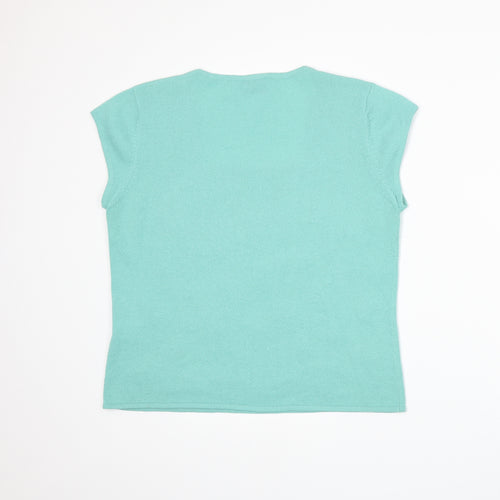 Alex & Co Womens Green  Knit Basic T-Shirt Size 14