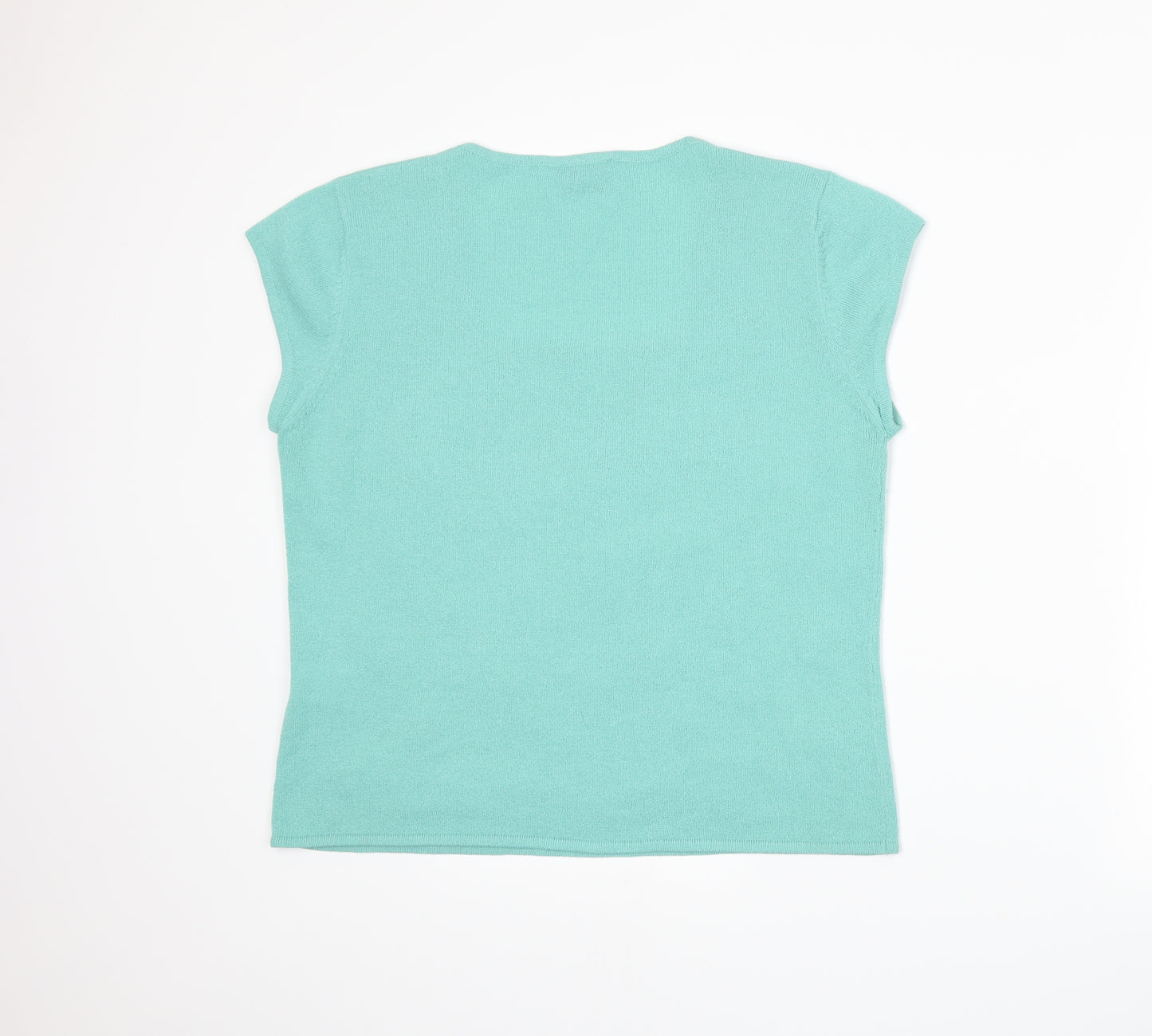 Alex & Co Womens Green  Knit Basic T-Shirt Size 14