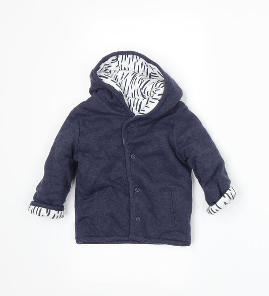 Front view of George boys’ blue jacket, size 3-6, months