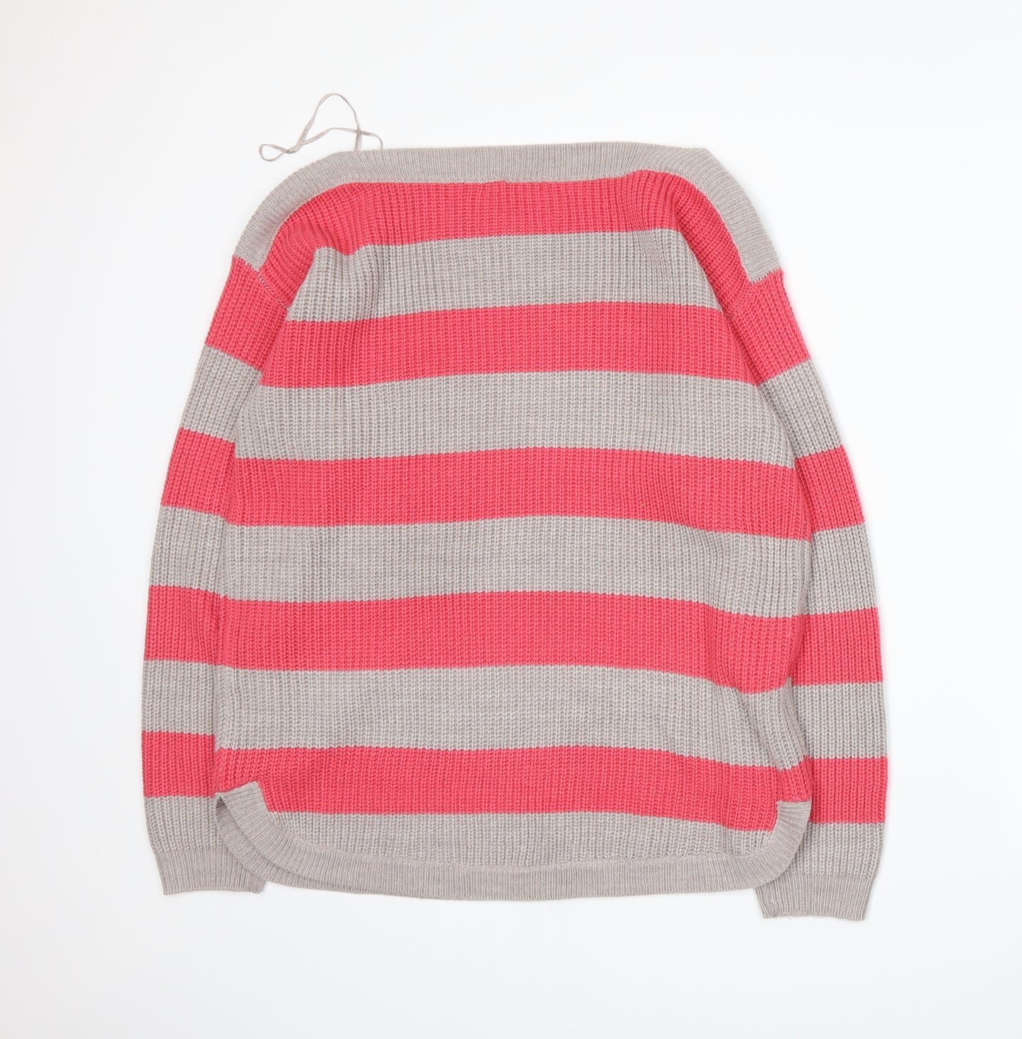 TU Womens Pink Striped Knit Pullover Jumper Size 14