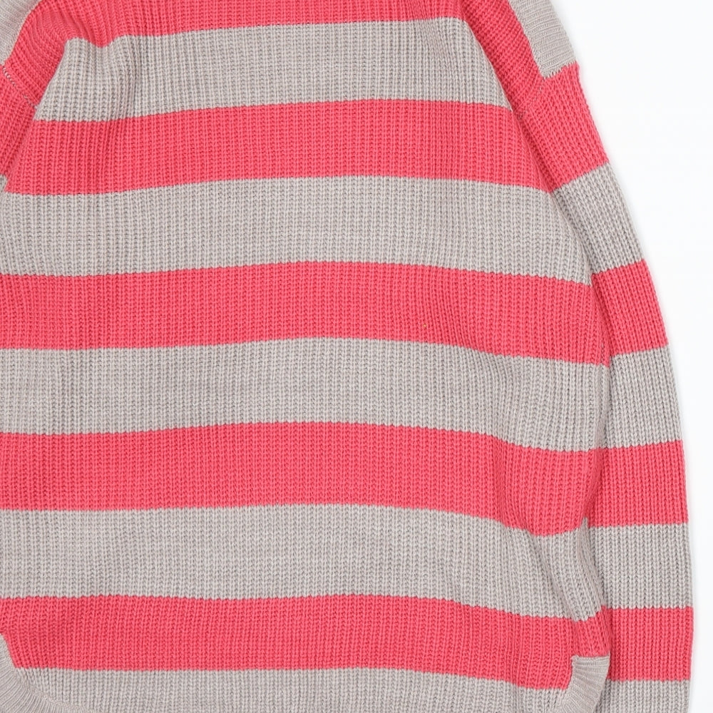 TU Womens Pink Striped Knit Pullover Jumper Size 14