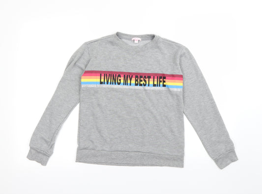 me n u Girls Grey Houndstooth  Pullover Jumper Size 12 Years