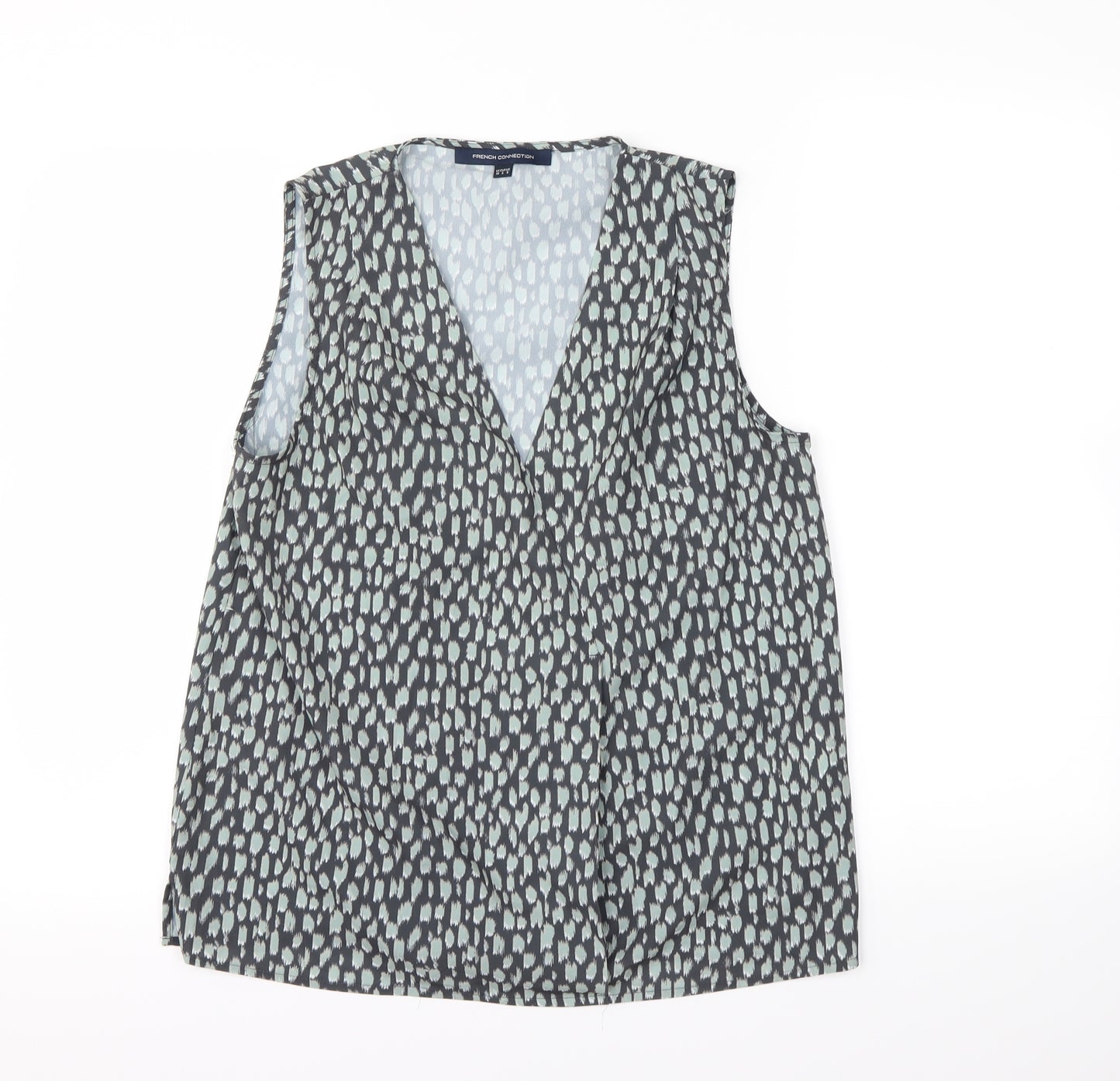 French Connection Womens Black Animal Print  Basic Blouse Size 10