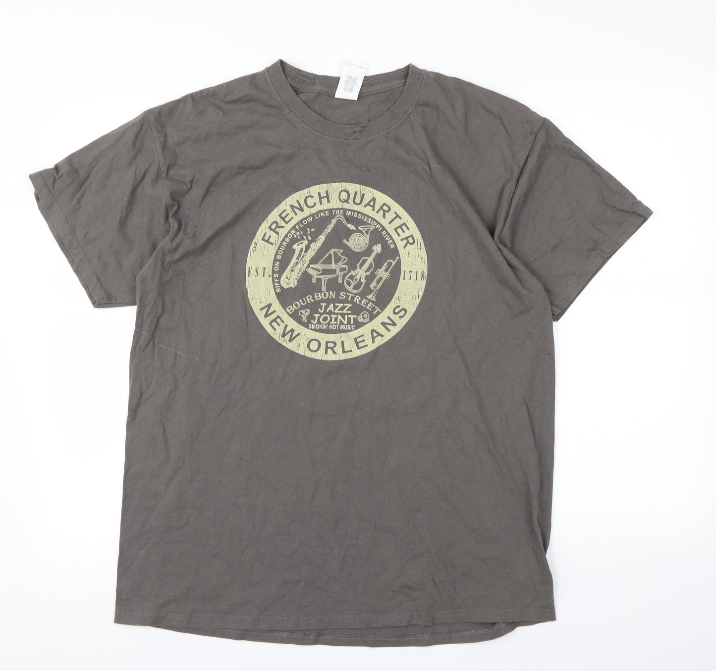Gildan Mens Grey    T-Shirt Size L