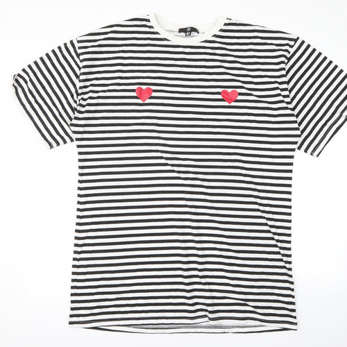 Missguided Womens Black Striped  Basic T-Shirt Size 10