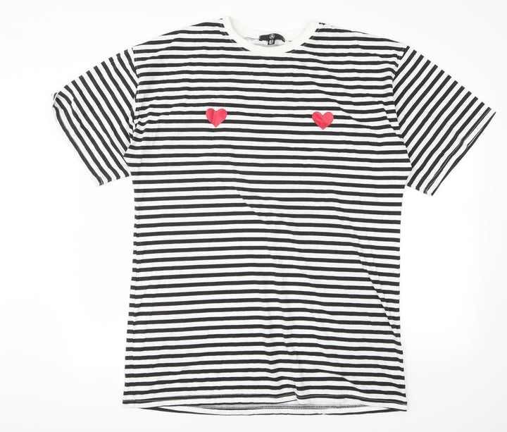 Missguided Womens Black Striped Basic T-Shirt Size 10