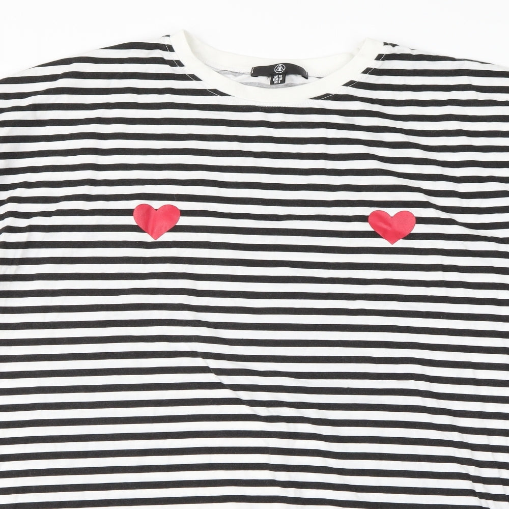 Missguided Womens Black Striped  Basic T-Shirt Size 10