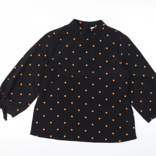 Preworn Womens Black Polka Dot  Basic Blouse Size 6