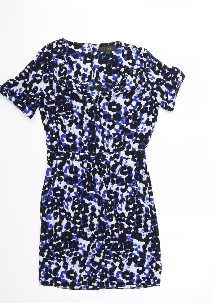 Luxe Womens Black Animal Print Fit & Flare Size 10