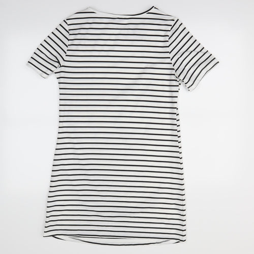 Shein  Womens Silver Striped  T-Shirt Dress  Size S