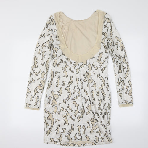 Zara Womens White Animal Print  Mini  Size M