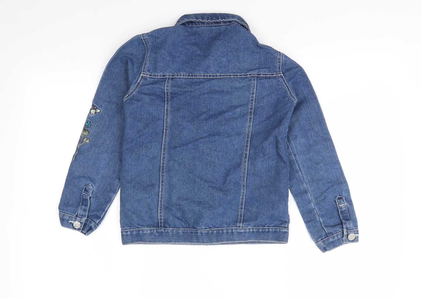 Hullabaloo Girls Blue Floral Denim Jacket  Size 8-9 Years