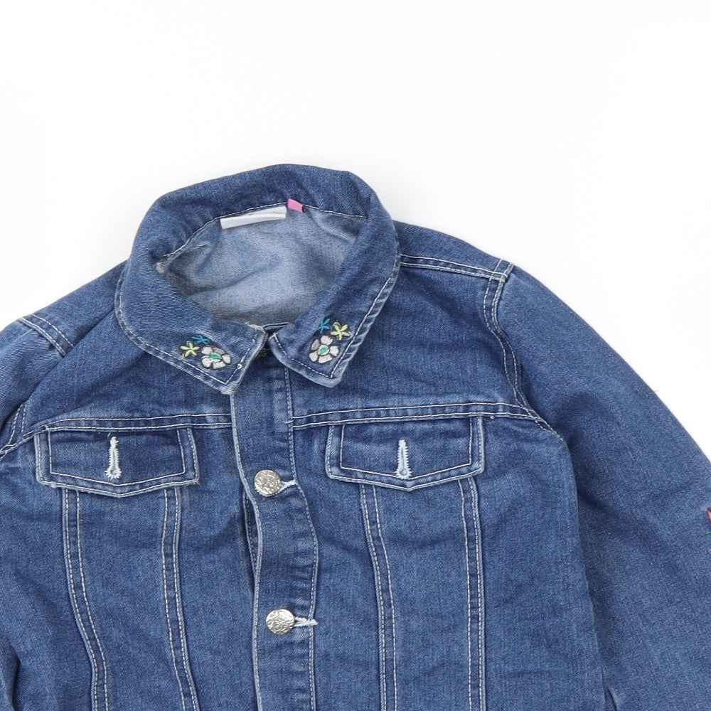 Hullabaloo Girls Blue Floral Denim Jacket  Size 8-9 Years