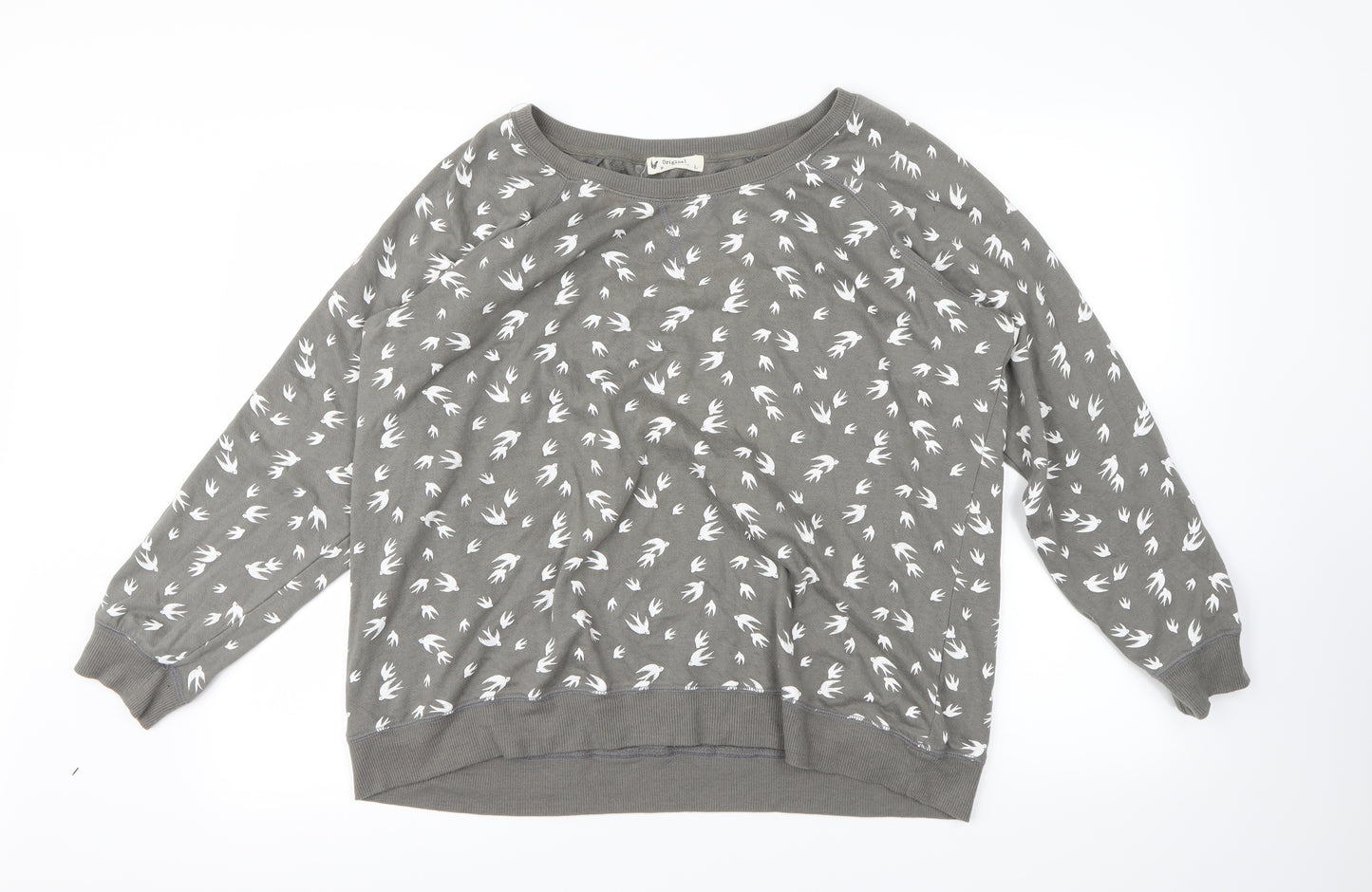 Original Essentials Womens Grey Animal Print  Pullover Jumper Size L