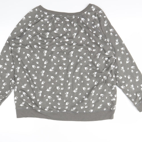 Original Essentials Womens Grey Animal Print  Pullover Jumper Size L