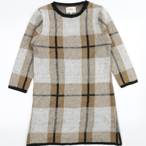 Papaya Womens Brown Plaid  Bodycon  Size S