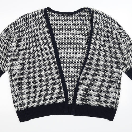 F&F Womens Blue Striped  Cardigan Jumper Size 8