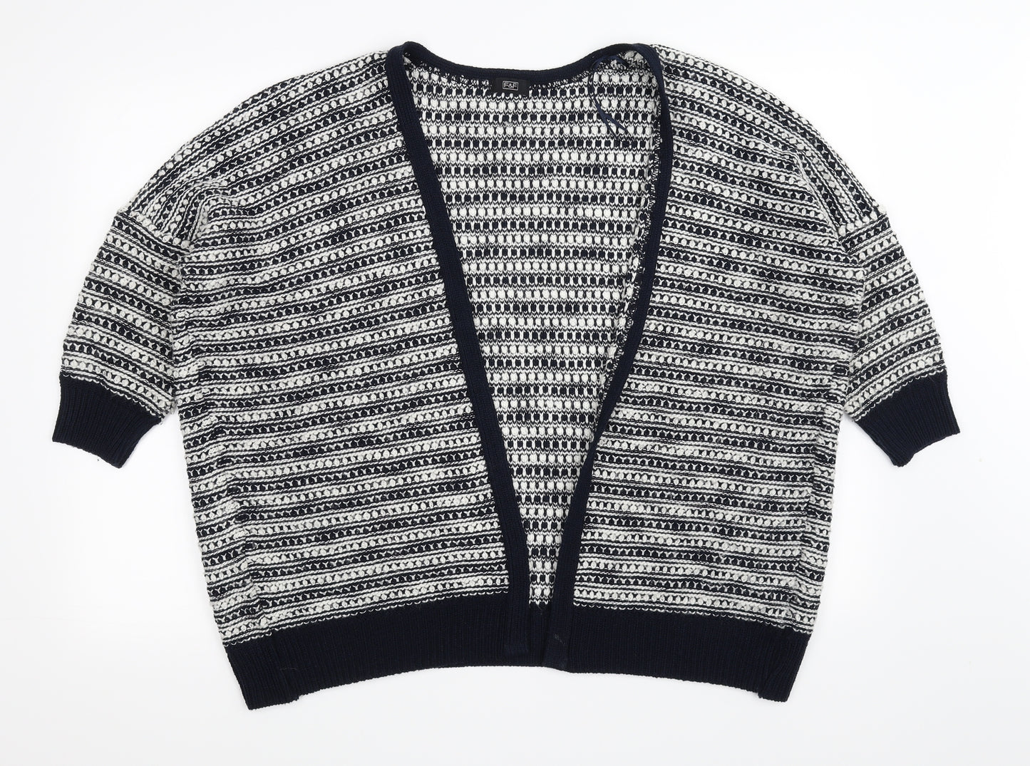 F&F Womens Blue Striped  Cardigan Jumper Size 8