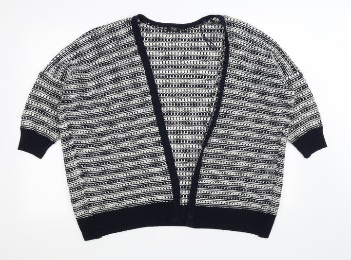 F&F Womens Blue Striped  Cardigan Jumper Size 8