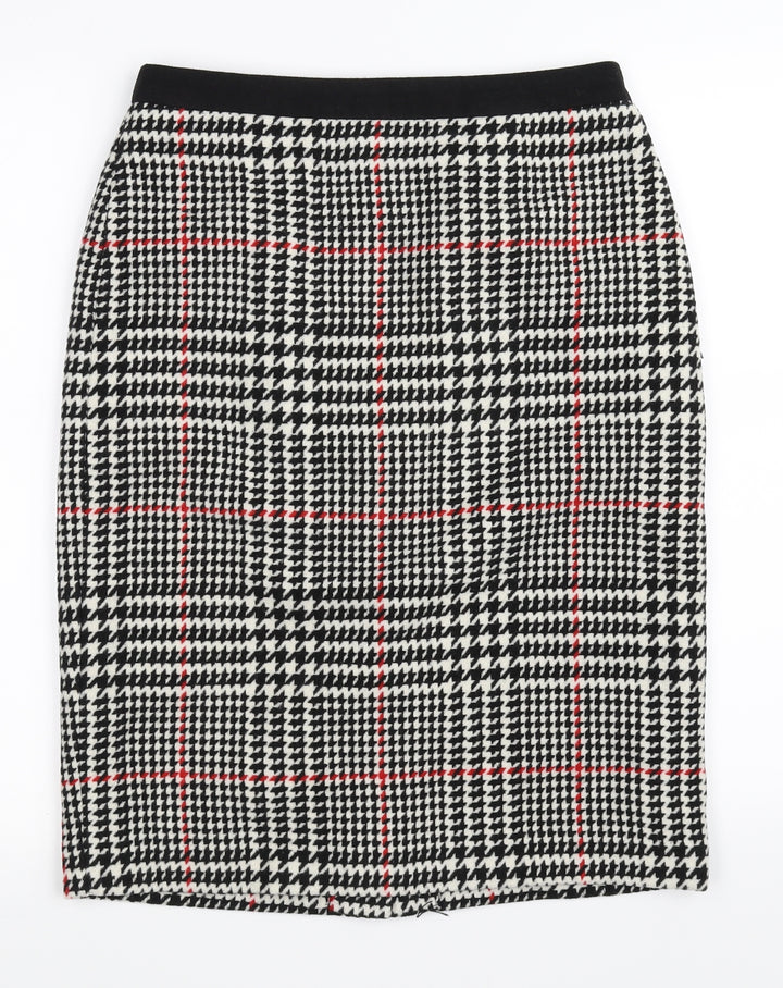 Clements Ribeiro Womens Black Houndstooth A-Line Skirt Size S