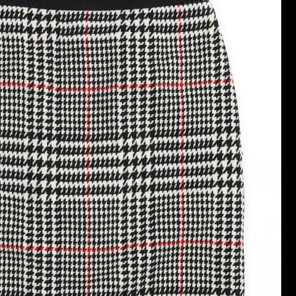 Clements Ribeiro Womens Black Houndstooth  A-Line Skirt Size S