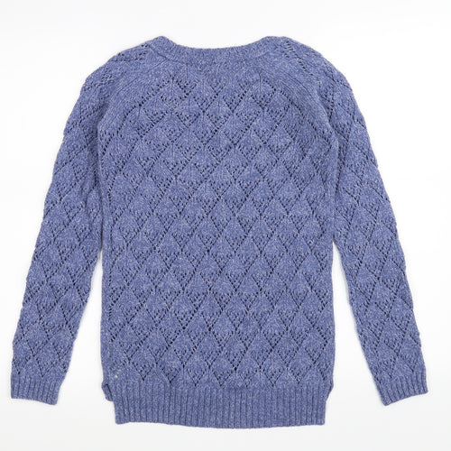 FATFACE Womens Blue   Cardigan Jumper Size 6  - see through back