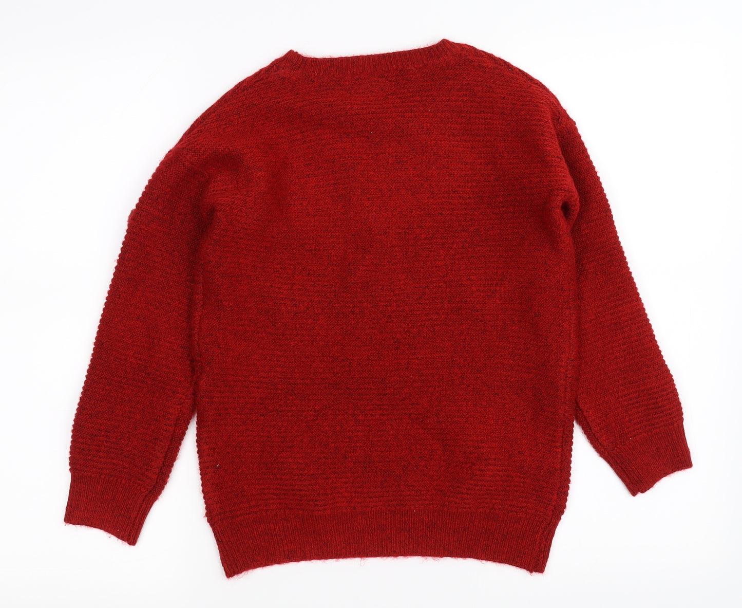 TU  Girls Red   Pullover Jumper Size 9 Years  - pom poms