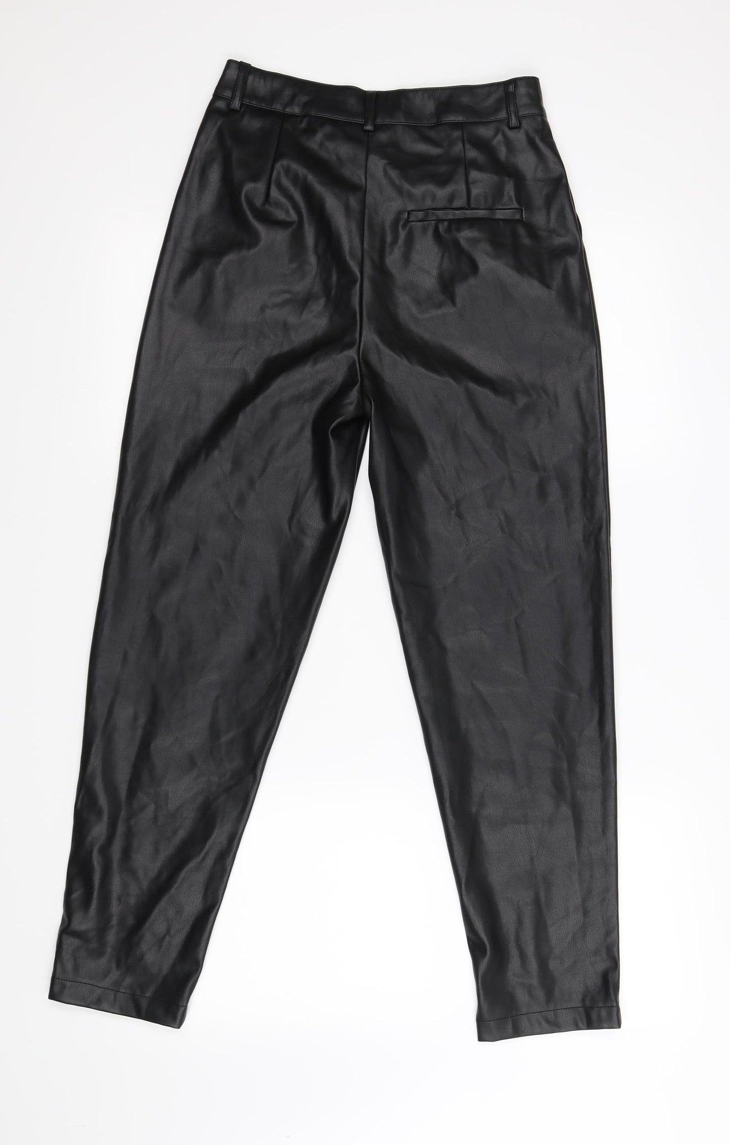 Primark Womens Black   Cropped Trousers Size 8 L25.5 in - faux leather