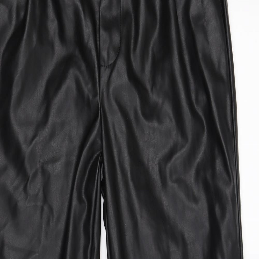 Primark Womens Black   Cropped Trousers Size 8 L25.5 in - faux leather