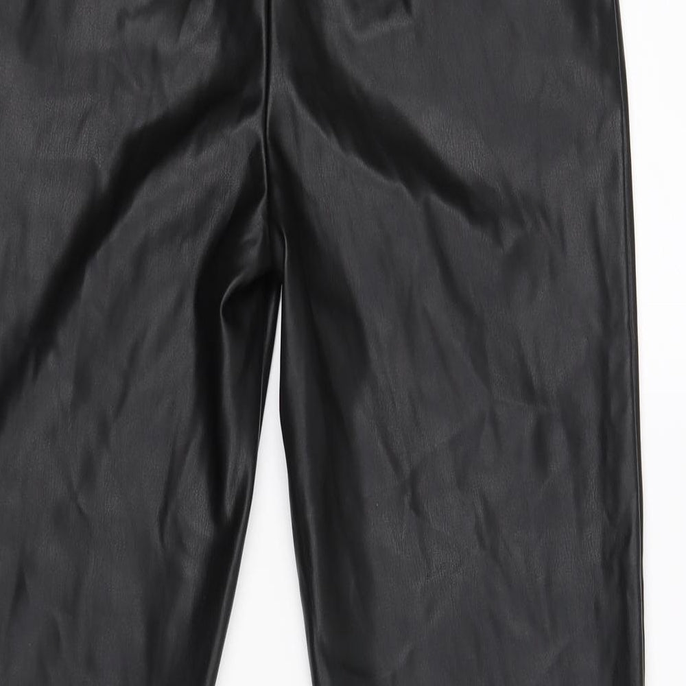 Primark Womens Black   Cropped Trousers Size 8 L25.5 in - faux leather