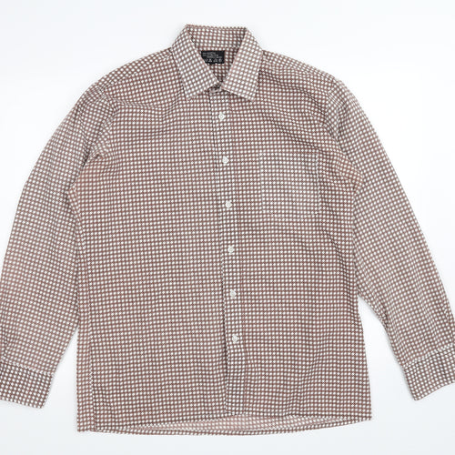 Preworn Womens Brown Geometric  Basic Button-Up Size 40
