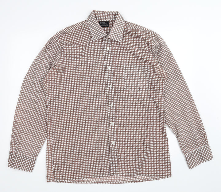 Preworn Womens Brown Geometric  Basic Button-Up Size 40