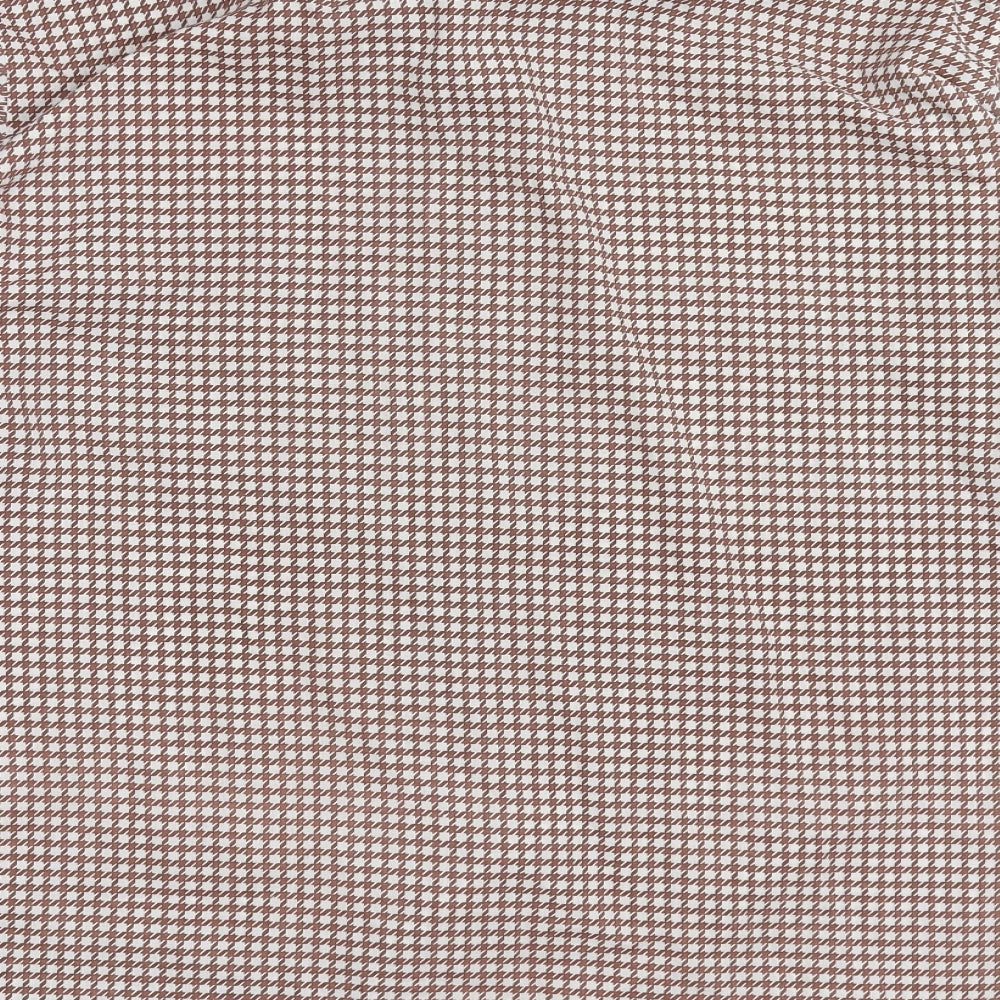 Preworn Womens Brown Geometric  Basic Button-Up Size 40