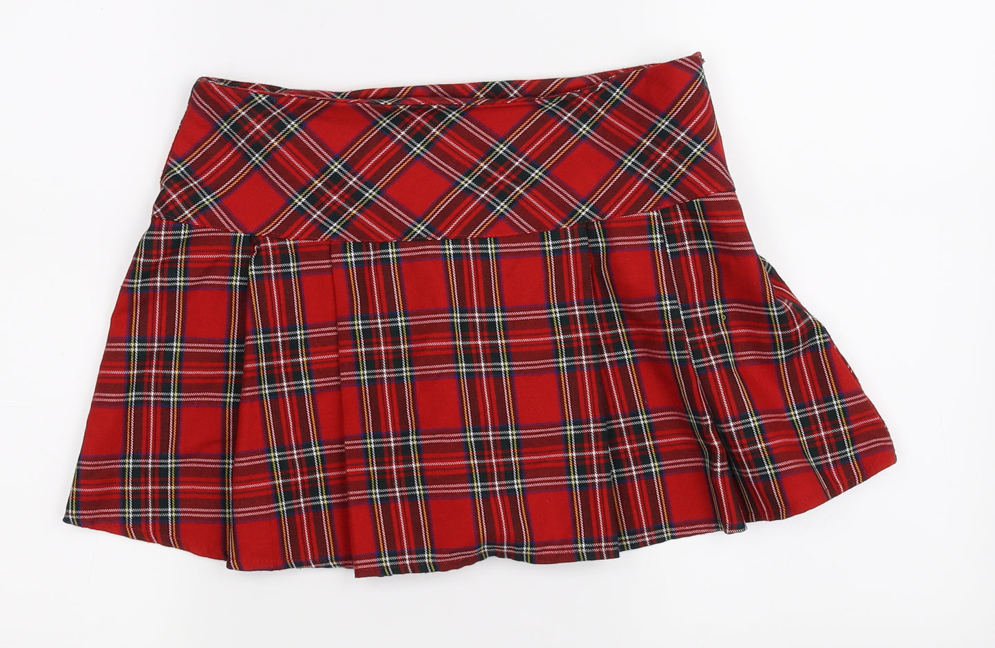 Preworn Womens Red Plaid  Skater Skirt Size 10