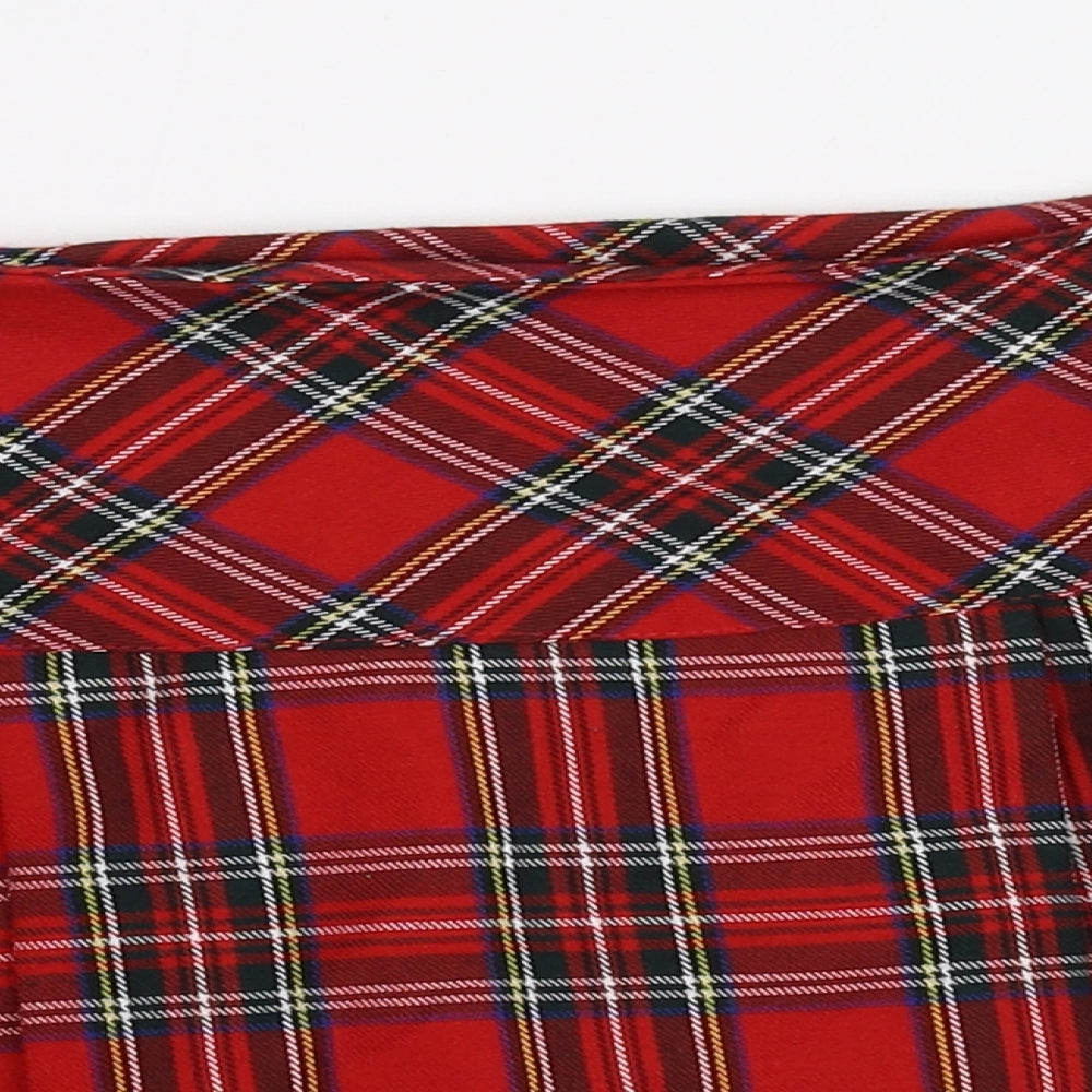 Preworn Womens Red Plaid  Skater Skirt Size 10