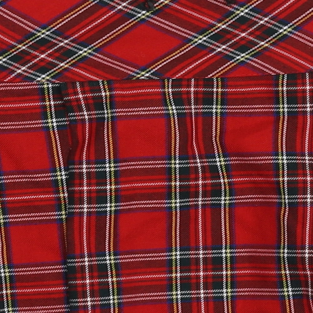Preworn Womens Red Plaid  Skater Skirt Size 10