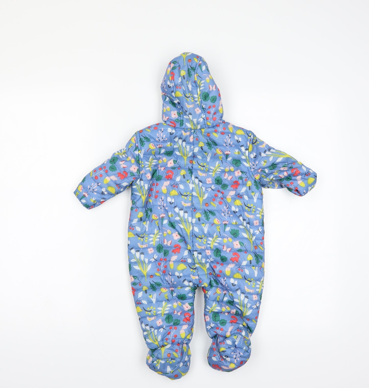 Marks and Spencer Baby Blue Floral  Jacket  Size 0-3 Months  - one piece with mittens