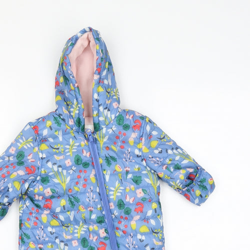 Marks and Spencer Baby Blue Floral  Jacket  Size 0-3 Months  - one piece with mittens