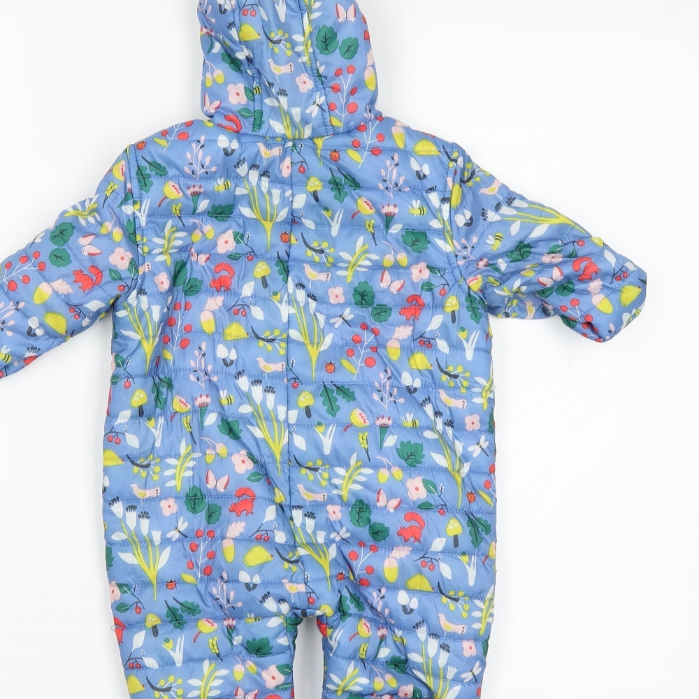 Marks and Spencer Baby Blue Floral  Jacket  Size 0-3 Months  - one piece with mittens